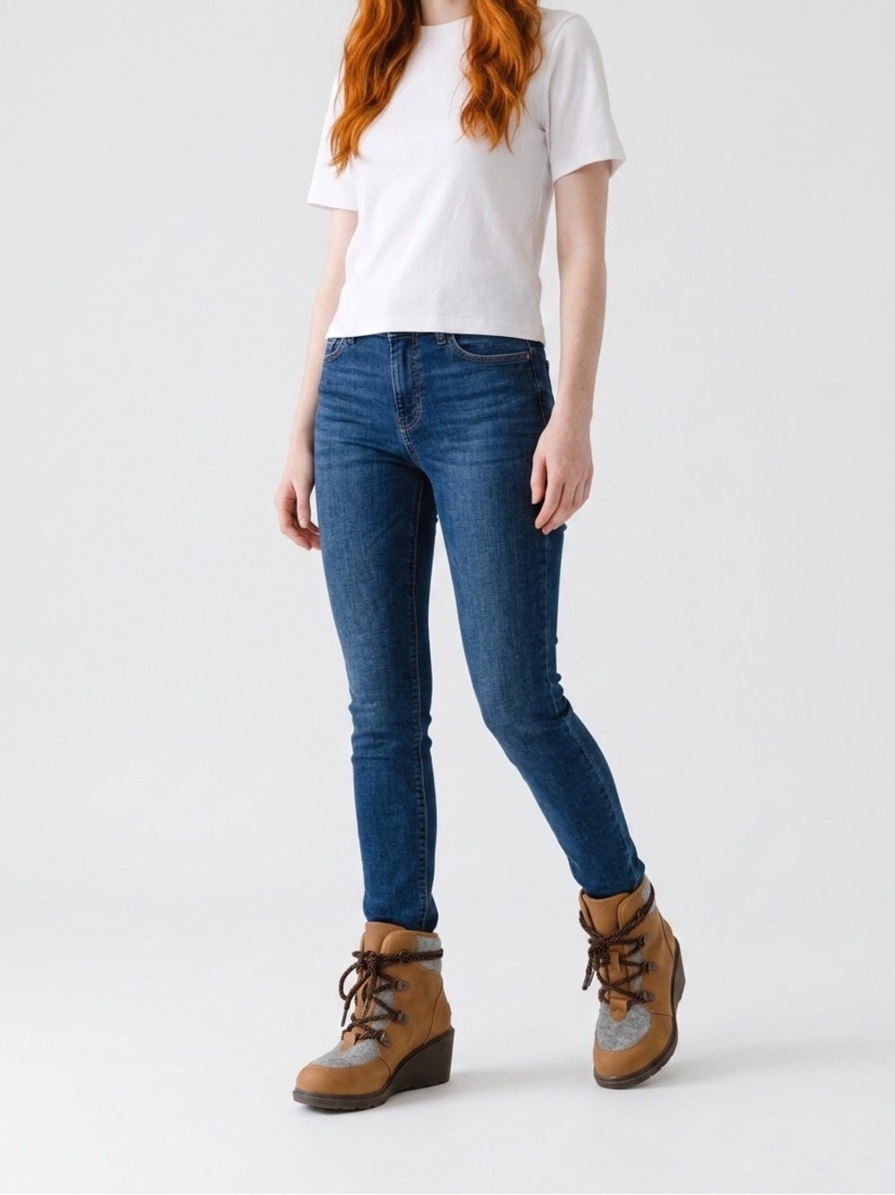 Women's Tan and Gray Lace-Up Ankle Booties